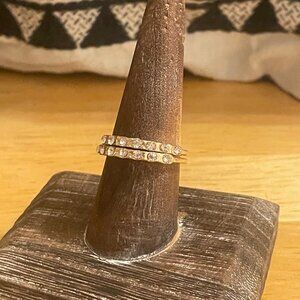 Vintage-Style Gold & Crystal Band, Perfect for Stacking Size 7.5